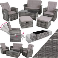 TECTAKE BARI RATTAN LOUNGE SET GREY (MISSING BOX 1 & 4) 404305