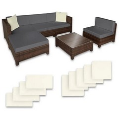 TECTAKE RATTAN GARDEN FURNITURE SET WITH ALUMINUM FRAME GREY /BROWN  403833 RRP £378.99