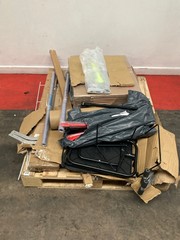 PALLET OF ASSORTED ITEMS TO INCLUDE 2 INSTALLATION KITS, CLOTHES DRYING RACK, PACKAGING BOXES