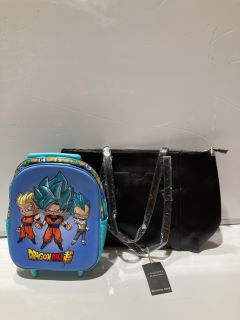 QTY OF ASSORTED ITEMS TO INCLUDE DRAGON BALL 3D BACKPACK WITH WHEELS, 550PC HOME SWEET HOME JIGSAW PUZZLE