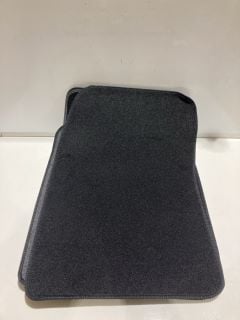 A QTY OF ASSORTED BLACK ROLLED EDGE SILVER STITCHED CAR MATS