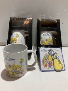 AN ASSORTMENT OF HOUSEHOLD ITEMS TO INCLUDE DISNEY PRINCESS SNOW WHITE MUGS, 200 ML DRINKING 6 PACK OF GLASSES