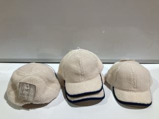 A QTY OF JOHN LEWIS CREAM HAT AND BLUE SCARF SETS