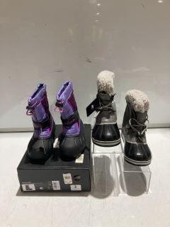 SOREL CHILDRENS FLURRY CHILDRENS UK 10, TO INCLUDE SOREL YOOT PAC NYLON WP CHILDRENS 11.5 UK RRP £112