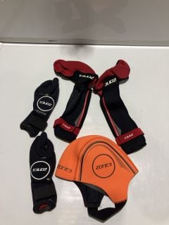 ZONE3 NEOPRENE GLOVES LARGE, TO ALSO INCLUDE NEOPRENE SOCKS LARGE, NEOPRENE SWIM CAP LARGE