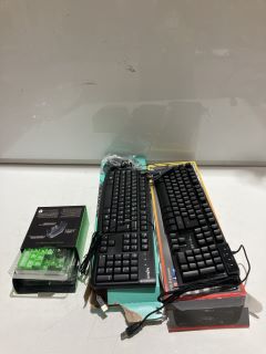 AN ASSORTMENT OF COMPUTER ACCESSORIES TO INCLUDE RAZER PBT KEYCAP UPGRADE SET