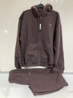 ONER CLASSIC ZIP THROUGH HOODIE PLUM BROWN SIZE S & ONER CLASSIC JOGGER PLUM BROWN SIZE REGULAR