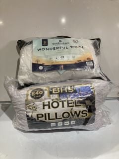 SLUMBERDOWN WONDERFUL WOOL PILLOW MEDIUM SUPPORT TO INCLUDE BHS 2 EXTRA FILLED HOTEL PILLOWS