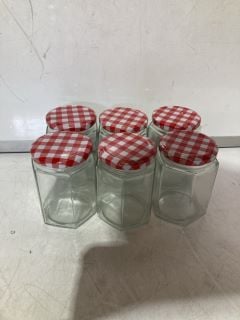 2 X HEFTMAN HEXAGONAL JAM JARS