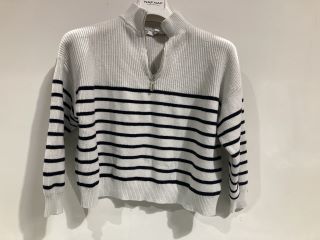 QTY OF WOMEN'S CLOTHING TO INCLUDE MNG WHITE/BLACK STRIPED JUMPER SIZE XS