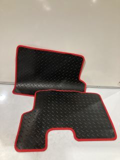 QTY OF CAR MATS TO INCLUDE BLACK MAT WITH RED OUTLINE