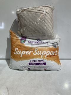 QTY OF PILLOWS TO INCLUDE SLUMBERDOWN 2 PACK COMFY PILLOWS