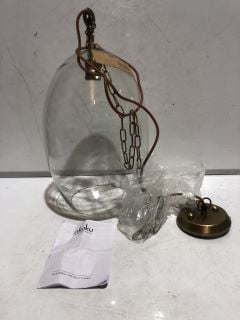 NKUKU OTORO GLASS PENDANT CLEAR GLASS OVAL LARGE 48 X 31CM OP1402 RRP £250