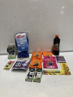 BOX OF ASSORTED ITEMS TO INCLUDE TESCO GREENER LIVING ECO DASH CLEAN N SHINE & PRO-TORX HIGH QUALITY HACKSAW