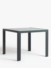 JOHN LEWIS MIAMI CERAMIC-EFFECT GLASS TOP GARDEN DINING TABLE - SIZE (H) 75 X (W) 95.3 X (D) 95.3 CM IN BLACK - RRP £279