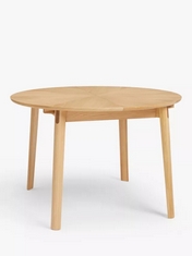 JOHN LEWIS NOTCH 4-6 SEATER ROUND EXTENDING DINING TABLE IN NATURAL - RRP £779 (BOX 1 OF 1)