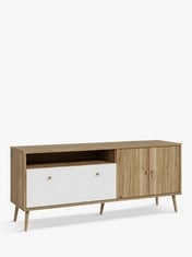 JOHN LEWIS EASYKLIX HARLLSON TV UNIT IN NATURAL / WHITE - SIZE APPROX (H) 67.3 X (W) 159.2 X (D) 41.5 CM - RRP £259 (BOXES 1 & 2 OF 2)