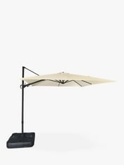 JOHN LEWIS FREESTANDING 360 ALUMINIUM WIND-UP PARASOL IN OYSTER WITH BASE - RRP £349