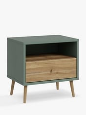 JOHN LEWIS HARLLSON BEDSIDE CHEST IN SAGE GREEN / OAK - RRP £139