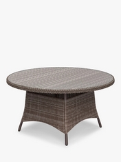 JOHN LEWIS RYE DINING TABLE ROUND WITH 2 SEATER RATTAN MIXED BEIGE PARTS