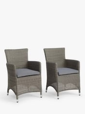 JOHN LEWIS DANTE RATTAN GARDEN DINING CHAIR IN GREY - SET OF 2