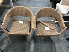 JOHN LEWIS SET OF 2 NATURAL RATTAN GARDEN DINING CHAIR