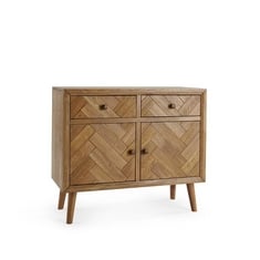 PARQUET MID CENTURY BRUSHED AND GLAZED SOLID OAK SMALL SIDEBOARD - ITEM NO. PQT003 - RRP £480