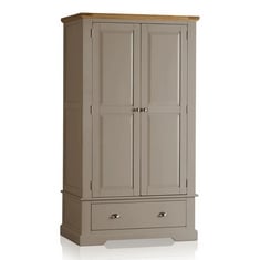 ST IVES NATURAL SOLID OAK AND GREY PAINTED DOUBLE WARDROBE - ITEM NO. ALC022 - RRP £700