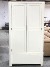 SOLID OAK DOUBLE WARDROBE IN WHITE (KERBSIDE PALLET DELIVERY)