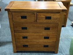 ORIGINAL RUSTIC SOLID OAK 3+2 CHEST OF DRAWERS - MODEL NO. RUS06 - RRP £599.99