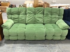 SLEEK VELVET 3 SEATER ELECTRIC RECLINER SOFA IN GREEN - RRP £799