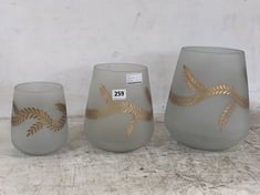 SET OF 3 MISTREL HURRICANE VASES IN WHITE / GOLD (COLLECTION ONLY)