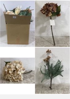 BOX OF ASSORTED ITEMS TO INCLUDE 6 PACK OF ARTIFICIAL BLOSSOM