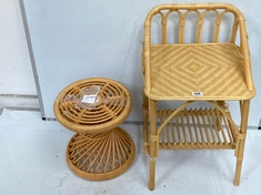 LA REDOUTE MALU VINTAGE RATTAN BEDSIDE TABLE - RRP £125 TO INCLUDE RATTAN BEDSIDE UNIT - HONEY