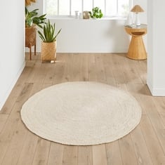 LA REDOUTE WOVEN ROUND RUG - WHITE