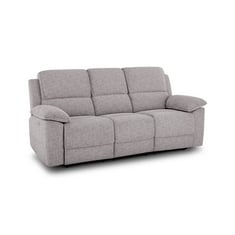 LIGHT GREY FABRIC POWER RECLINER 3 SEATER SOFA