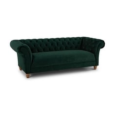 MONTGOMERY DARK GREEN VELVET FABRIC 3 SEATER SOFA RRP- £1,199