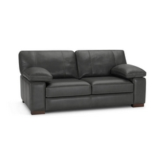 DARK GREY LEATHER 3 SEATER SOFA