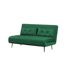 BOTTLE GREEN FABRIC FUTON 2 SEATER SOFA BED