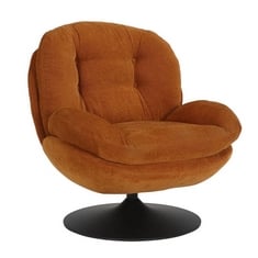 BURNT ORANGE FABRIC SWIVEL CHAIR