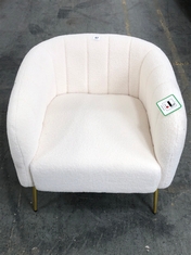 BOUCLE TEDDY FABRIC ARMCHAIR WITH BRASS LEGS