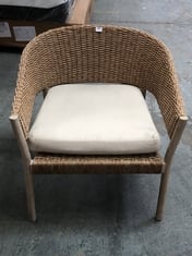 JOHN LEWIS WOVEN RATTAN STYLE CHAIR WITH WHITE CUSHION