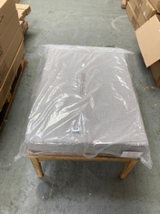 MEDIUM SIZED WOODERN FOOTSTOOL WITH GREY CUSHION