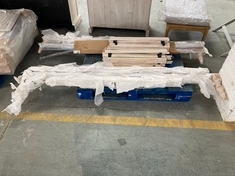 PALLET OF ASSORTED ITEMS TO INCLUDE BED FRAME PART IN WOOD (KERBSIDE PALLET DELIVERY)