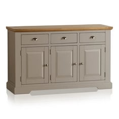 ST IVES NATURAL OAK AND LIGHT GREY PAINTED LARGE SIDEBOARD RRP- £569.99