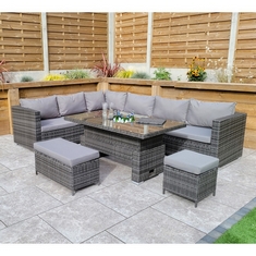 CATALINA SOFA DINING WITH LIFT TABLE & ICE BUCKET CATA0367 GREY FABRIC BOXES 1-3 RRP- £1,117.99 (KERBSIDE PALLET DELIVERY)