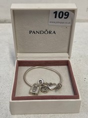 PANDORA HEART T-BAR BRACELET SET IN SILVER WITH LOVE / SOULMATE CHARMS