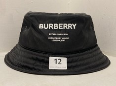 BURBERRY NYLON LOGO BUCKET HAT - BLACK SIZE L - RRP £290