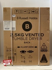 RUSSELL HOBBS 2.5KG VENTED TUMBLE DRYER - BLACK - MODEL NO.: RH3VTD800B - RRP £207