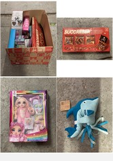 BOX OF ASSORTED KIDS TOYS TO INCLUDE BARBIE BUMPER ACTIVITY SET